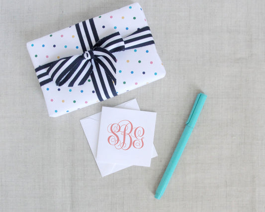 Monogram Square Folded enclosure cards, meredith collie paper