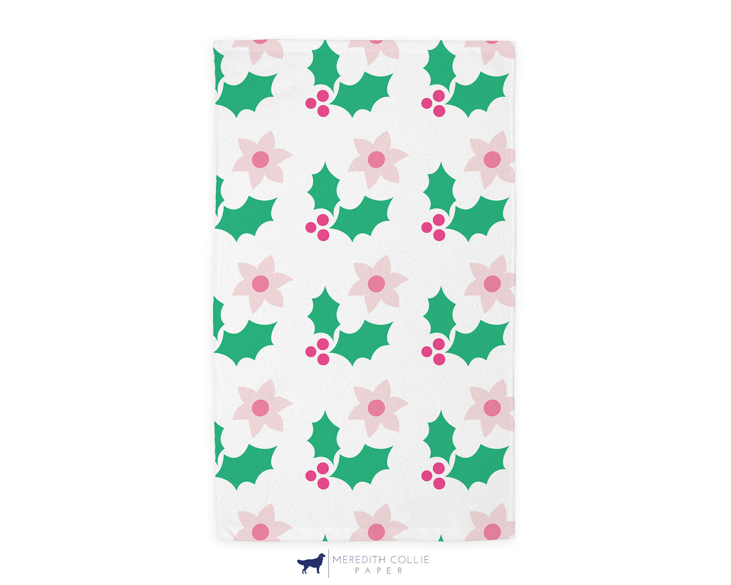 Poinsettia Floral Holiday Hand Towel