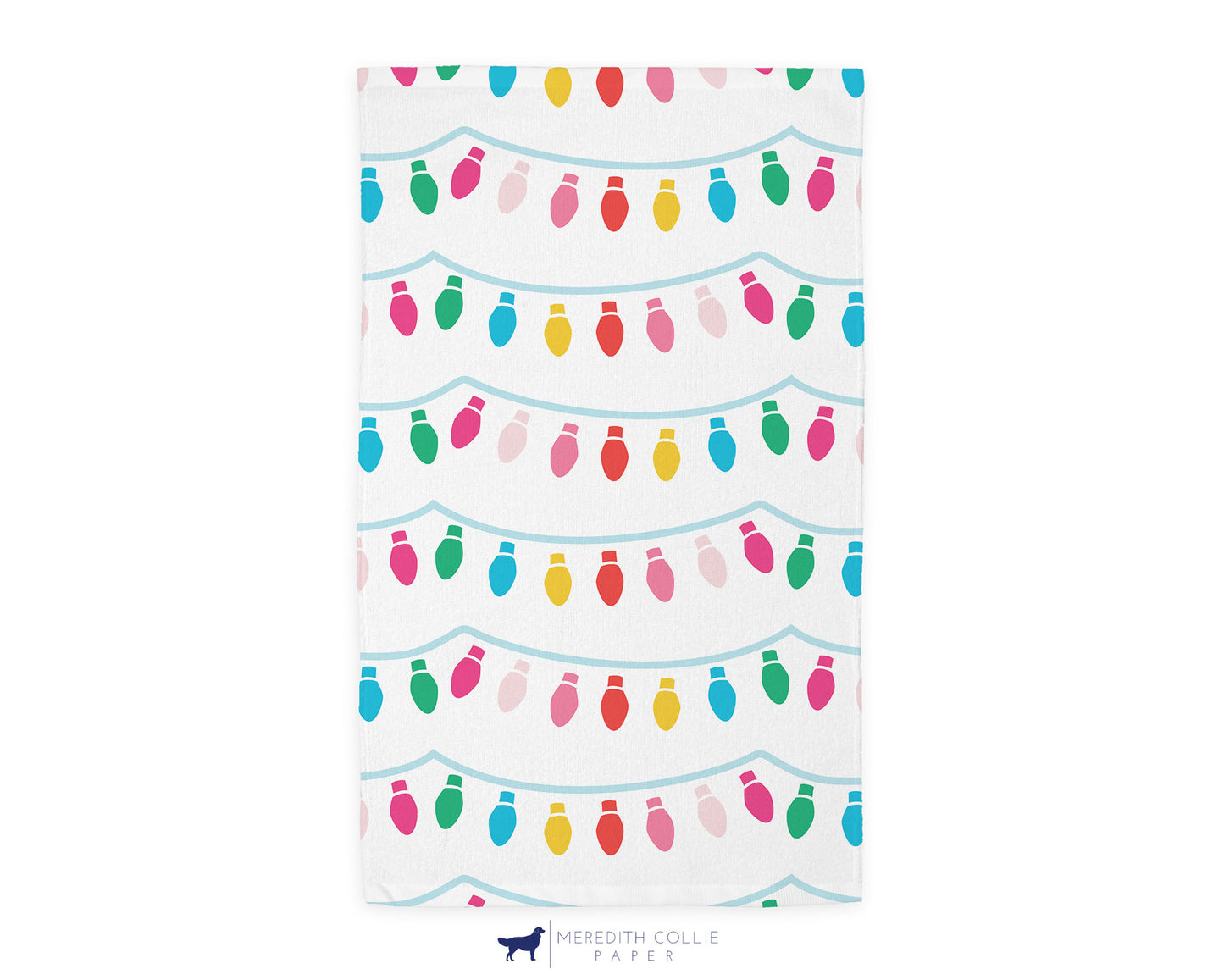 Rainbow Christmas Lights Holiday Hand Towel