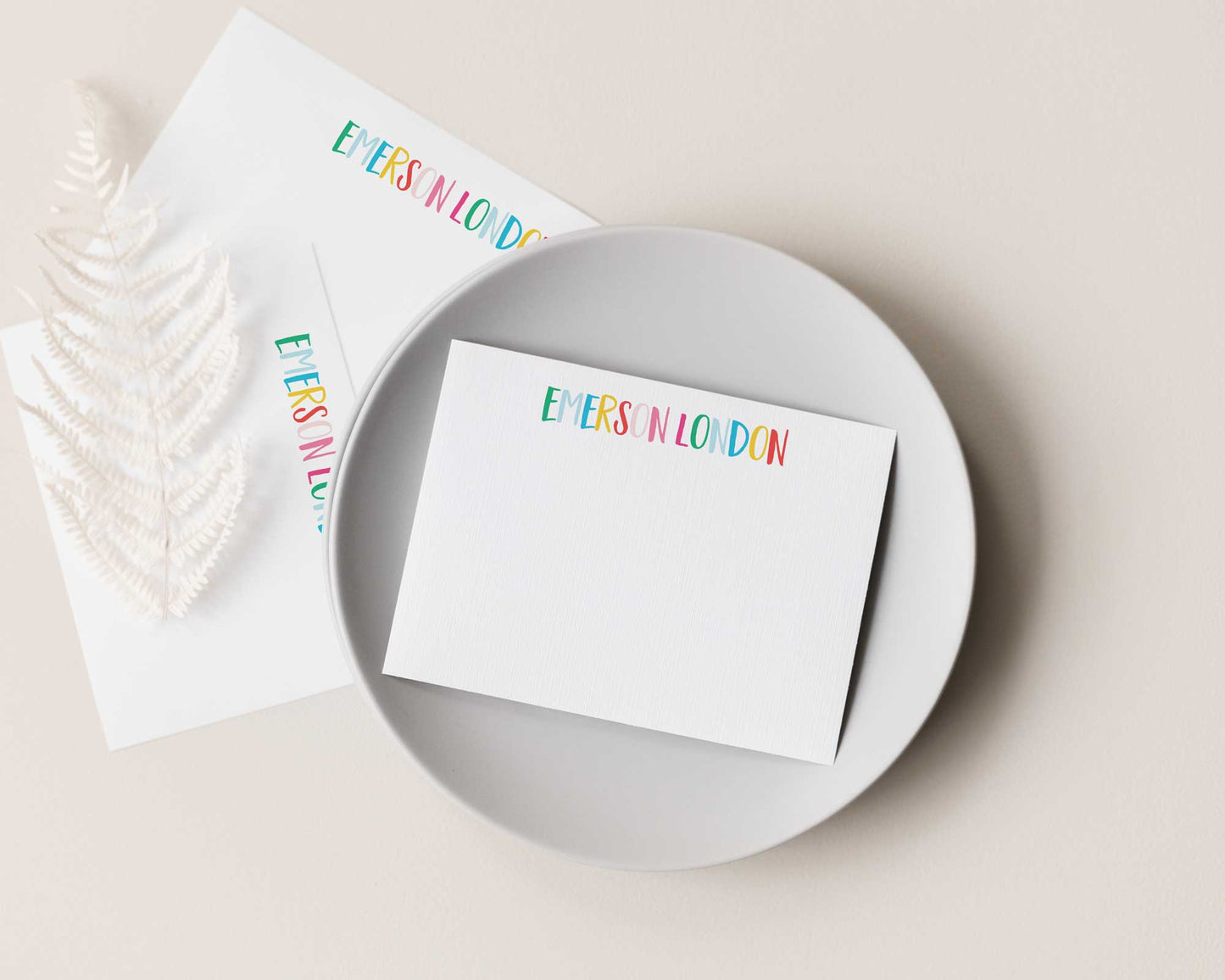 Rainbow Brush Lettered Personalized Stationery