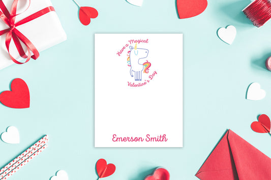 Rainbow Unicorn Personalized Valentine's Day Stationery
