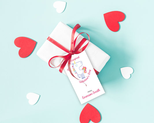 Rainbow Unicorn Personalized Valentine's Day Gift Tags