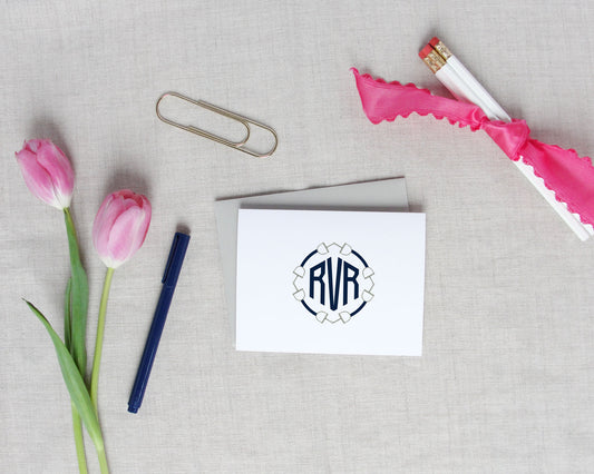 Round Snaffle Bit Monogram Folded Note Card