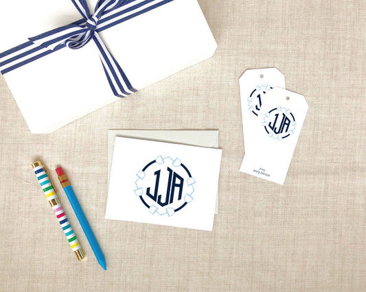 Round Snaffle Bit Monogram Folded Stationery Gift Set