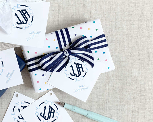 Round Snaffle Bit Monogram Square Gift Tag