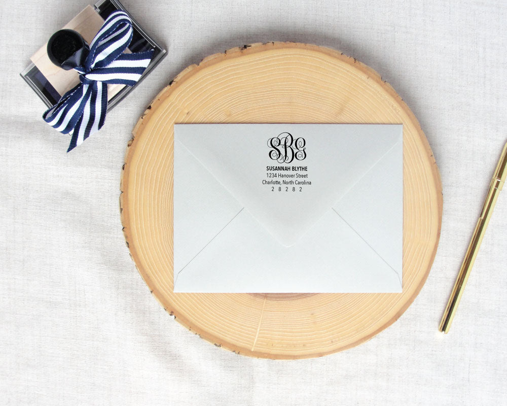 Script Monogram Address Stamp