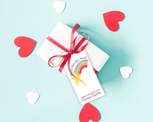 Rainbow Shooting Star Personalized Valentine's Day Gift Tags
