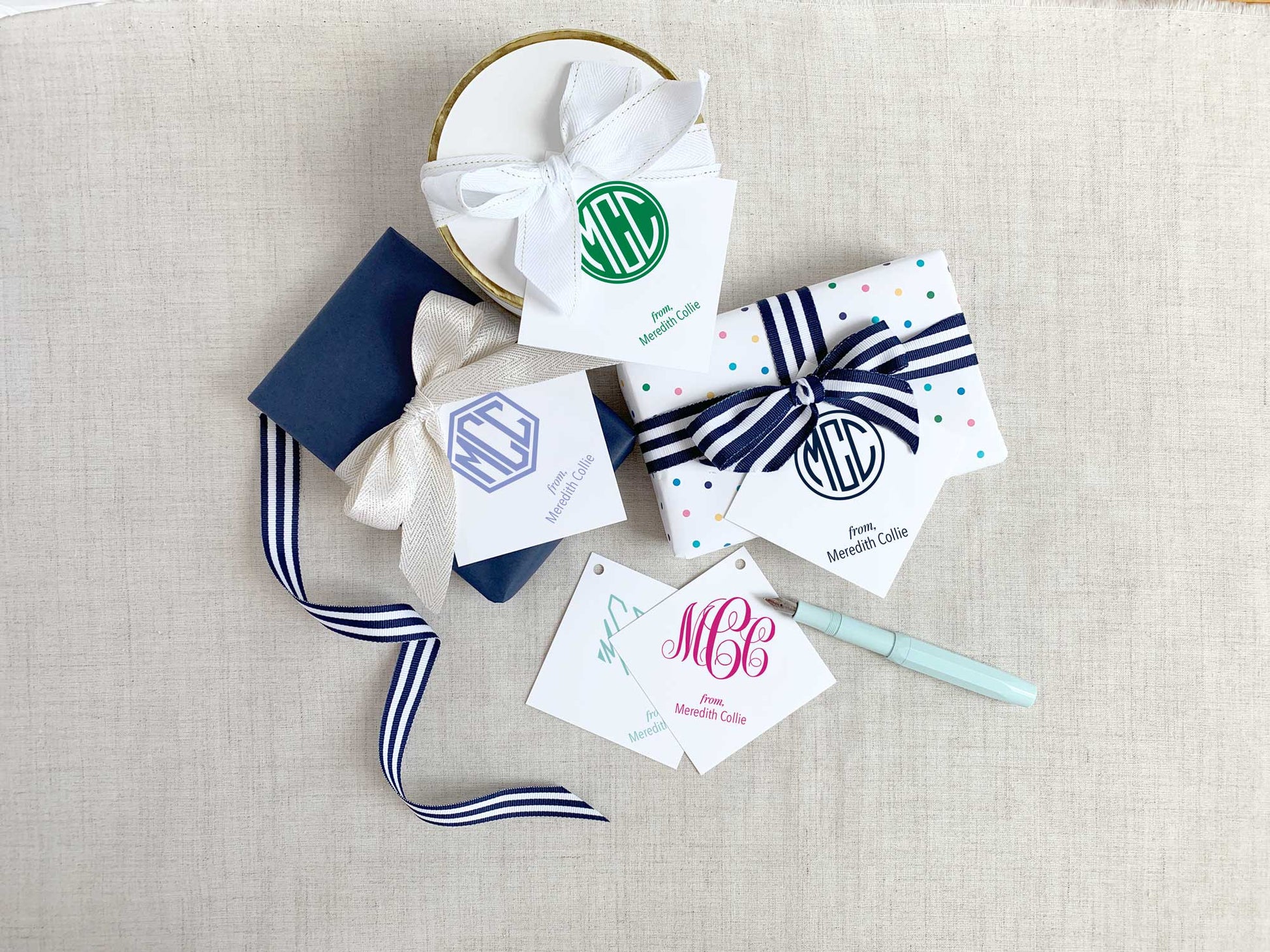 Square monogram gift tag, oversized, Meredith Collie Paper