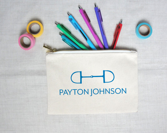 Simple Snaffle Personalized Pencil Pouch