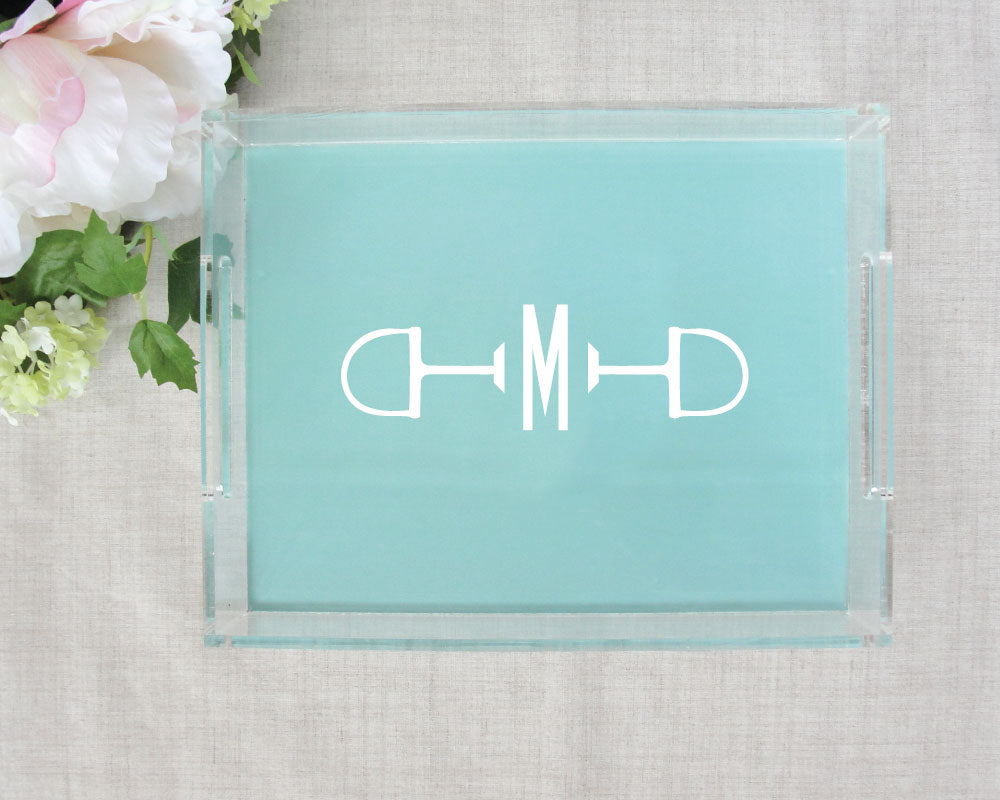 Equestrian Monogram Lucite Tray