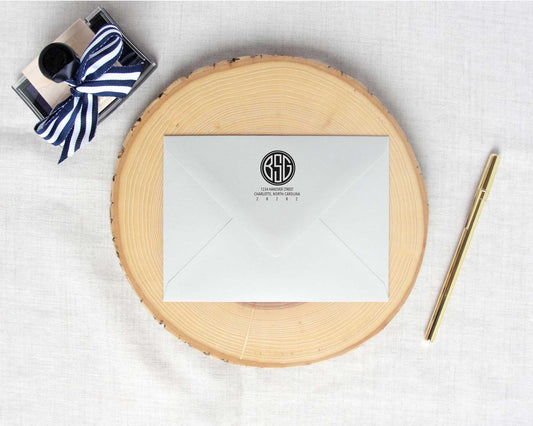 Solid Circle Monogram Return Address Stamp