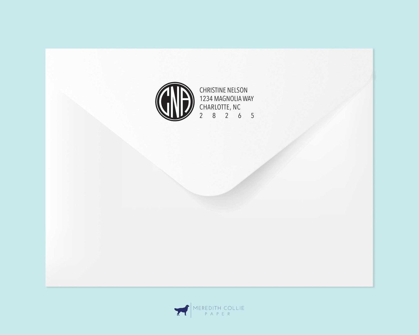Solid Circle Monogram Return Address Stamp