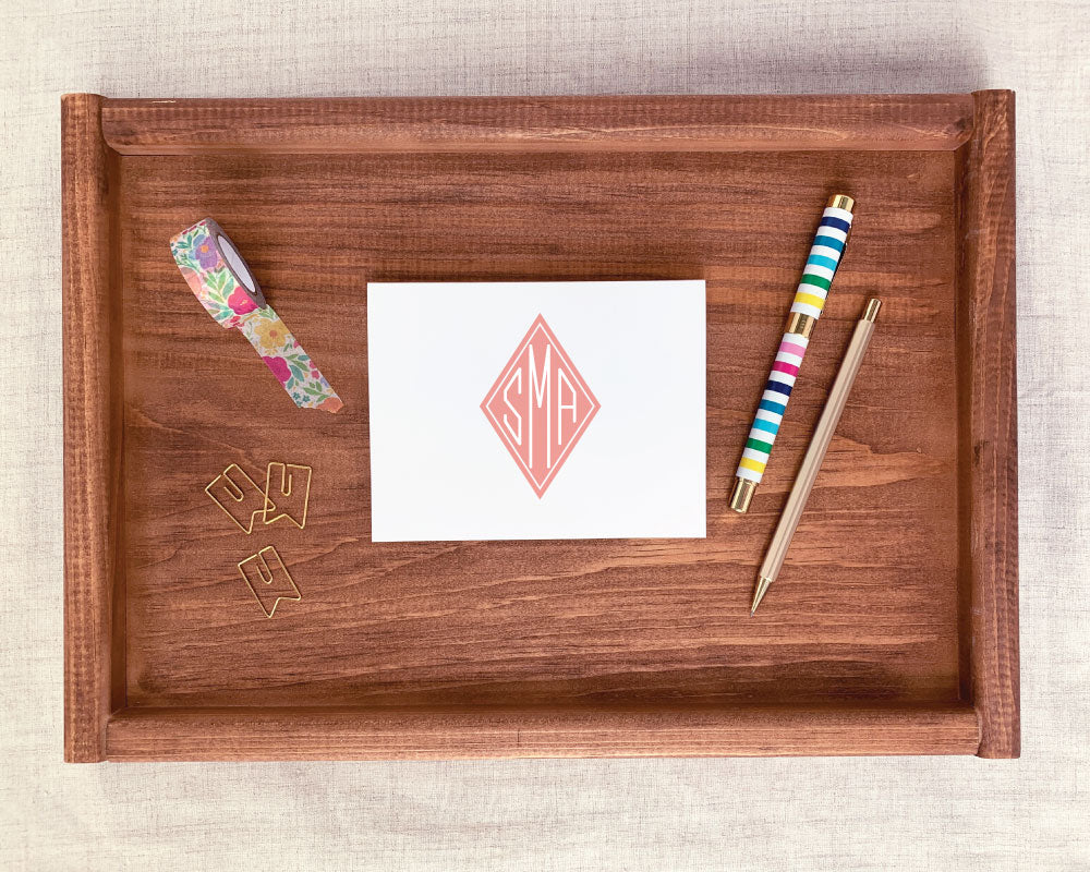 Solid Diamond Monogram Folded Note Cards