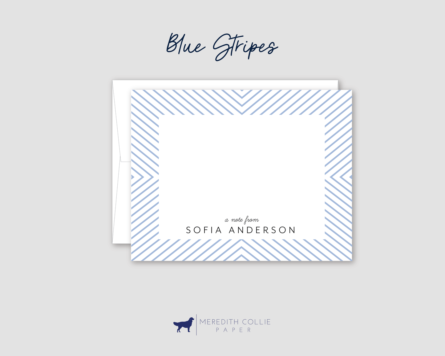 Chambray Striped Personalized Stationery