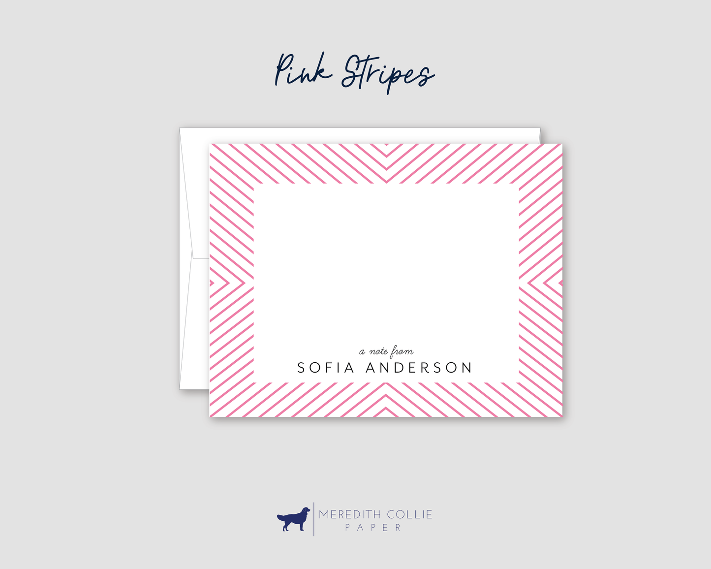 Chambray Striped Personalized Stationery