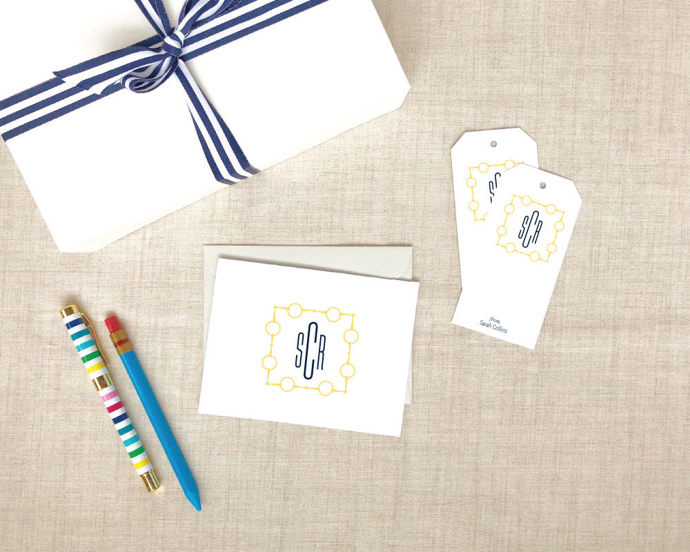 Square Loose Ring Snaffle Monogram Folded Stationery Gift Set