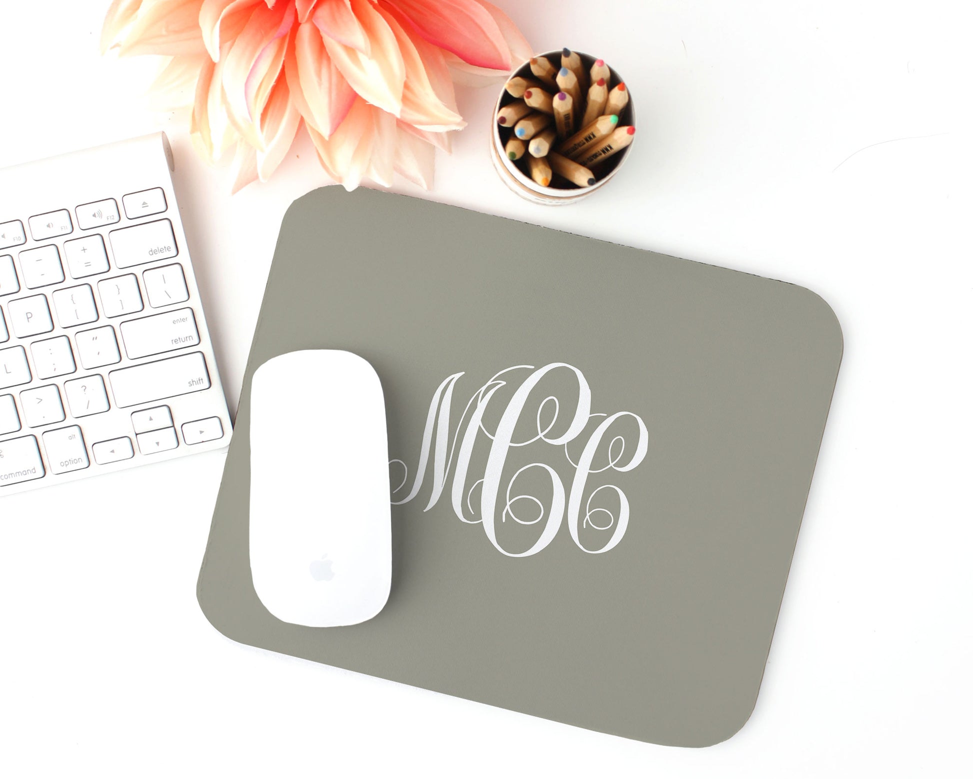 Monogram mousepad, rectangle shape, meredith collie paper