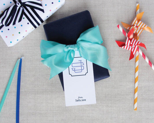 Two Color Greek Monogram Gift Tag