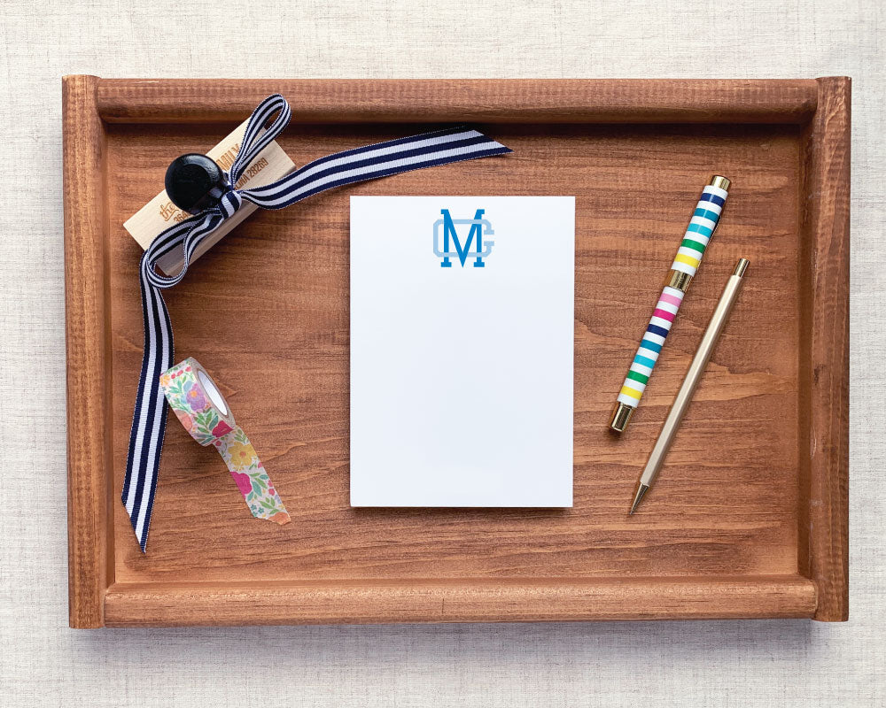 Two Color Interlocking Monogram Stationery