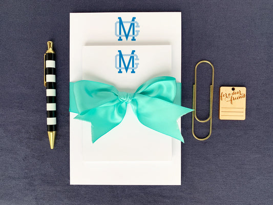 Two Color Interlocking Monogram Notepad Gift Set