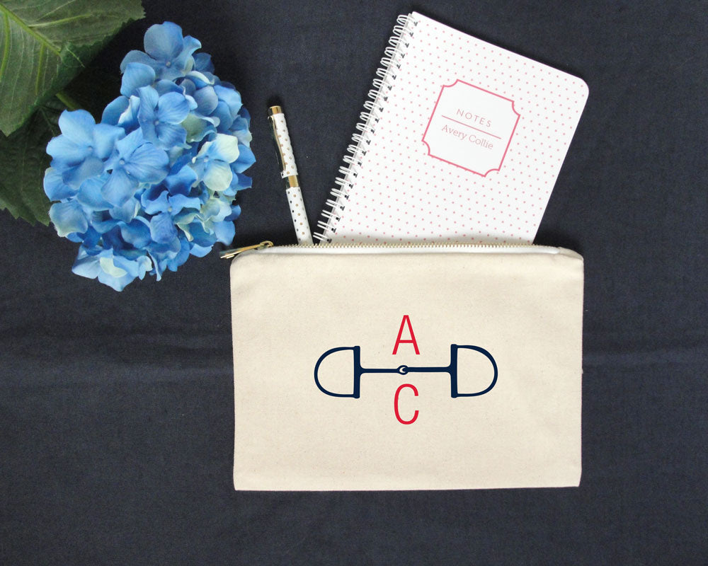 Equestrian Monogram Pencil Pouch