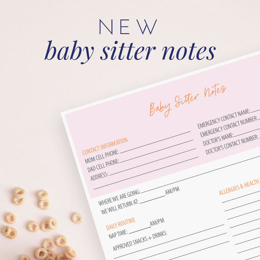 baby sitter notes digital download, meredith collie paper