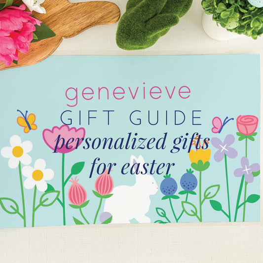 gift guide, personalized easter gifts, personalized easter bunny in flower garden laminated placemat