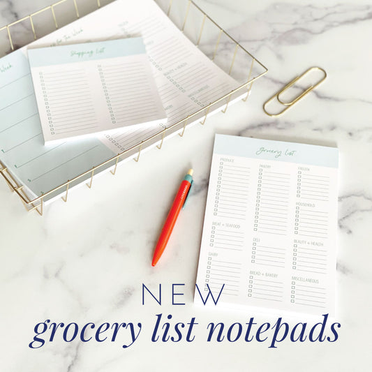 meal and grocery list notepad, grocery shopping notepad, shopping list notepad, Meredith Collie paper