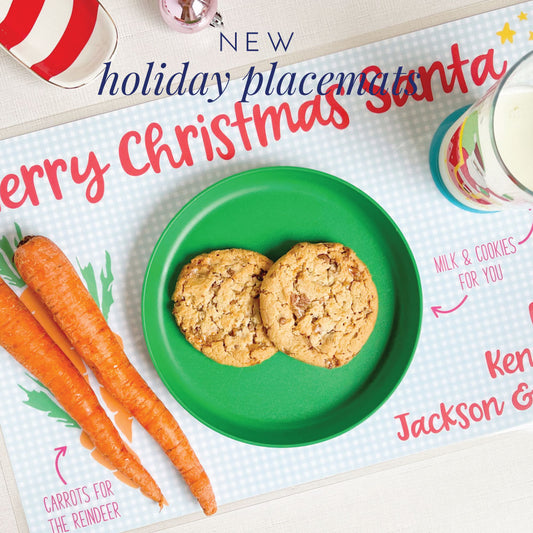personalized holiday placemats, cookies for santa placemat, meredith collie paper