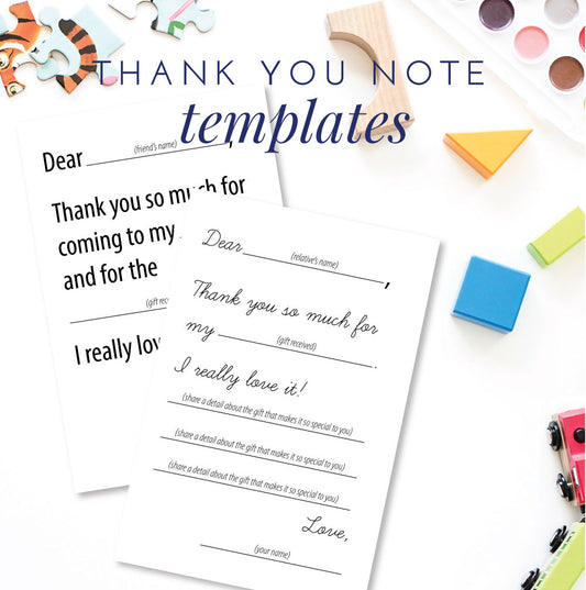 Thank You Note Writing Templates for Kids