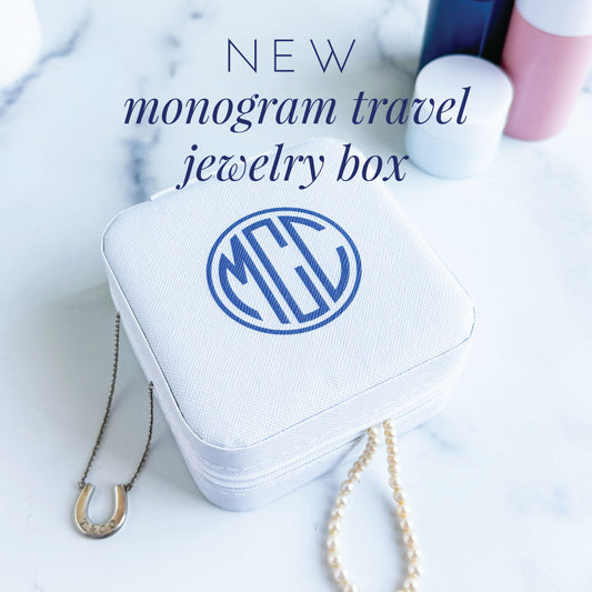 circle monogram travel jewelry box leatherette