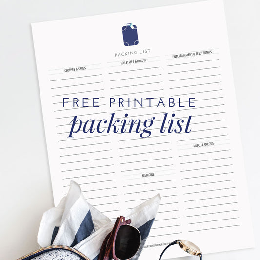 Packing list, free printable, printable library, Meredith Collie Paper