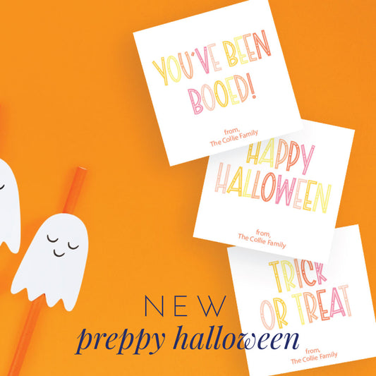 preppy halloween mini collection, you've been booed, happy halloween, trick or treat gift stickers