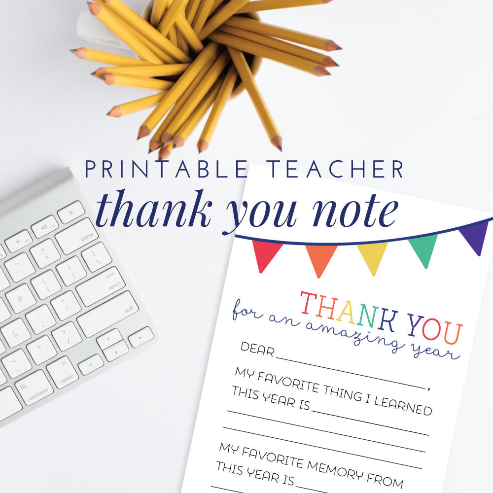 Printable Teacher Thank You Note – Meredith Collie Paper & Design