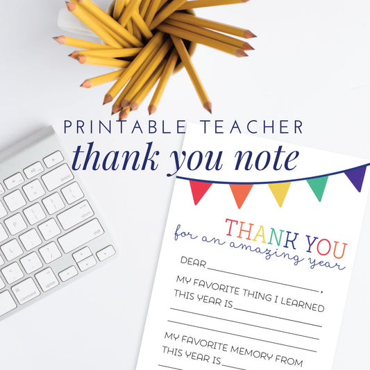 Printable Teacher Thank You Note