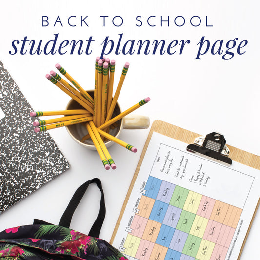 student planner page, pdf printable