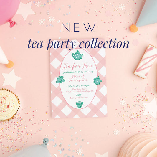 new tea party collection, tea party birthday party invitation