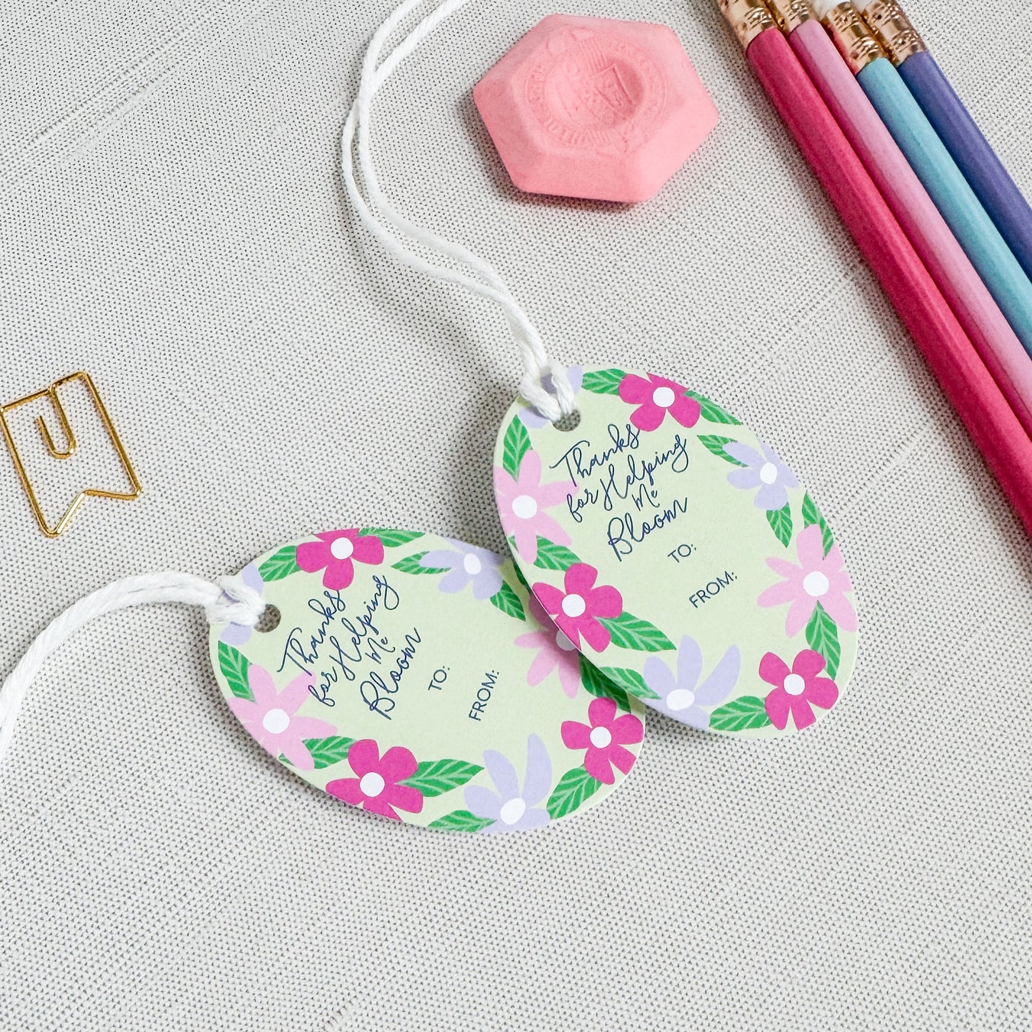 Bloom Teacher Thank You Gift Tags
