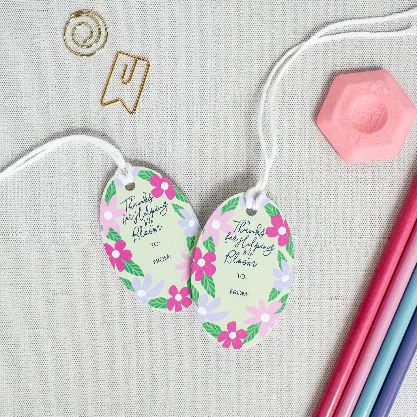 Bloom Teacher Thank You Gift Tags
