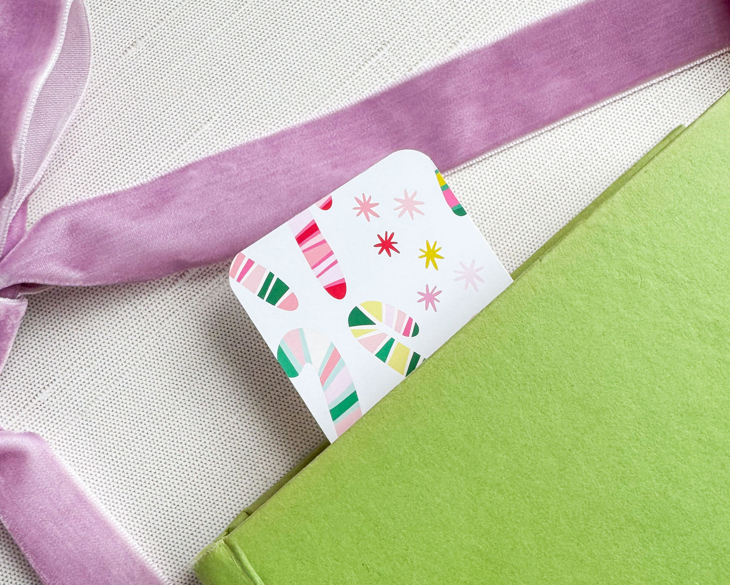 Festive Candy Cane Christmas Bookmark