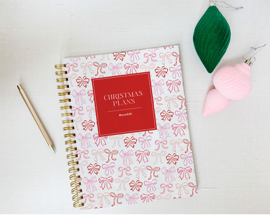 Vintage Bows Pattern Personalized Holiday Planner