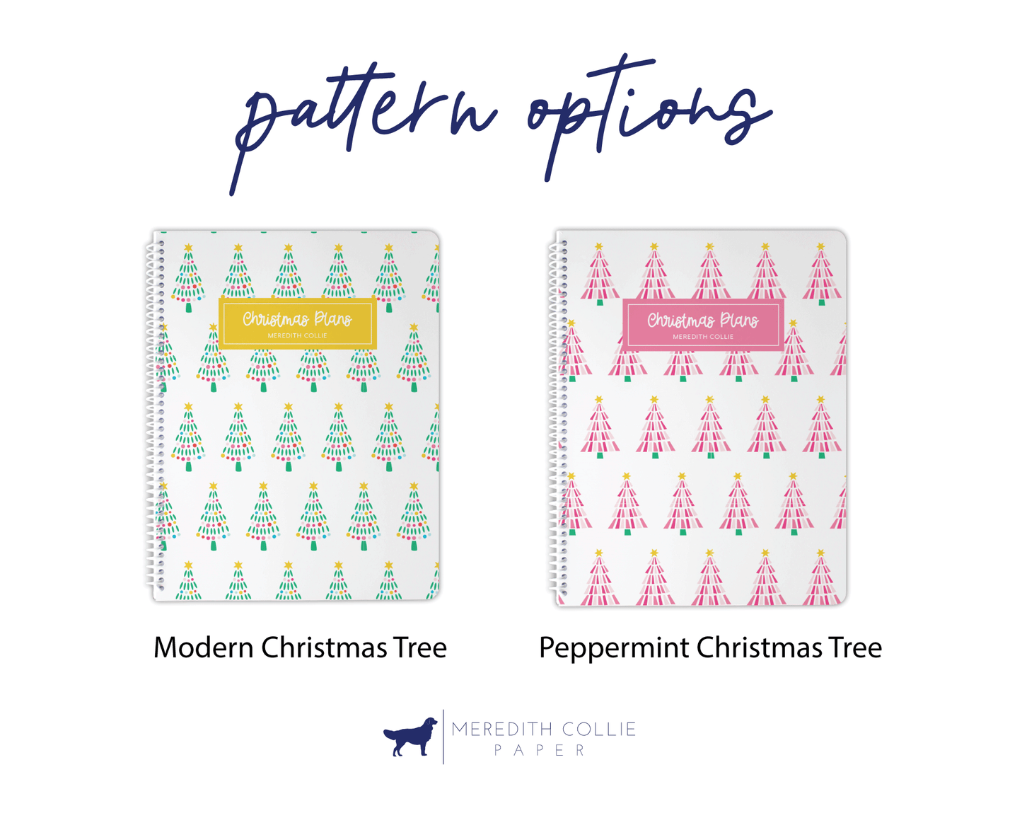 modern Christmas tree pattern, peppermint pink Christmas tree pattern, preppy Christmas, holiday planner, personalized Christmas planner