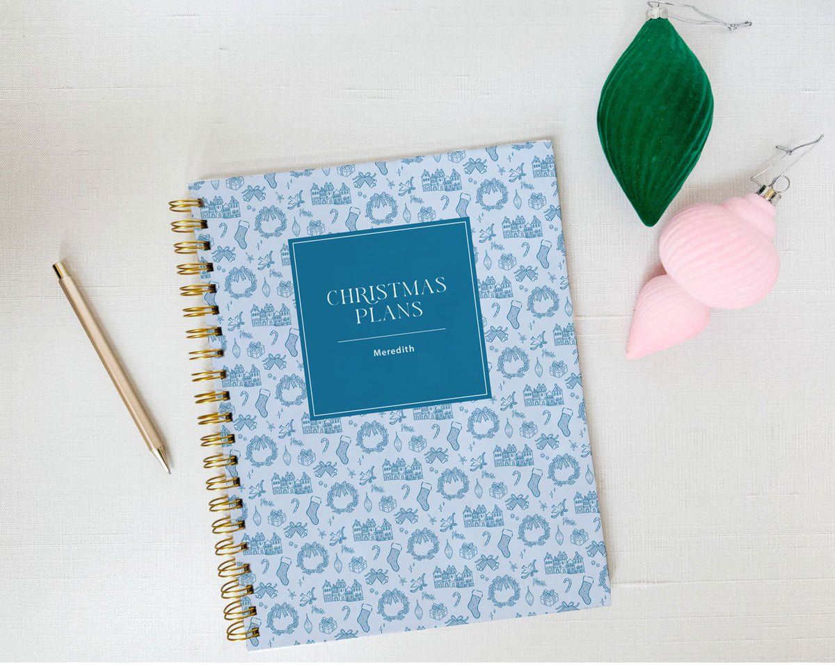 Christmas Village Toile Pattern Personalized Holiday Planner