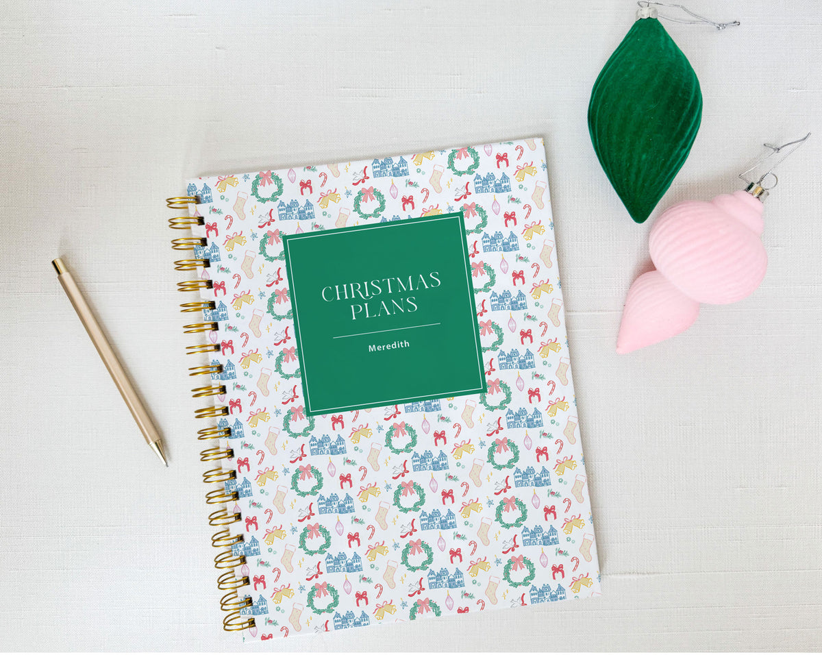 Christmas Village Toile Pattern Personalized Holiday Planner