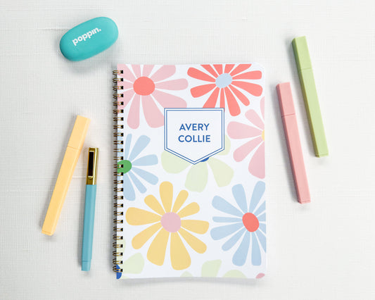 Personalized Large Floral Spiral Bound Homework Planner