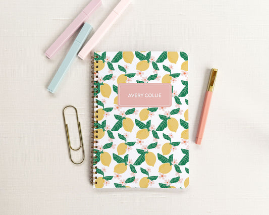Personalized Lemon Spiral Bound Homework Planner