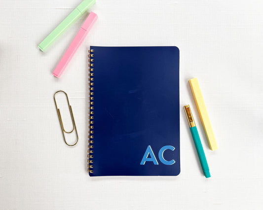 Bold Monogram Personalized Spiral Bound Homework Planner