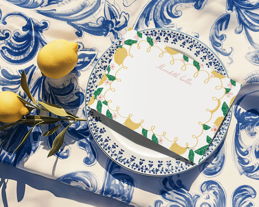 Lemon Floral Personalized Stationery