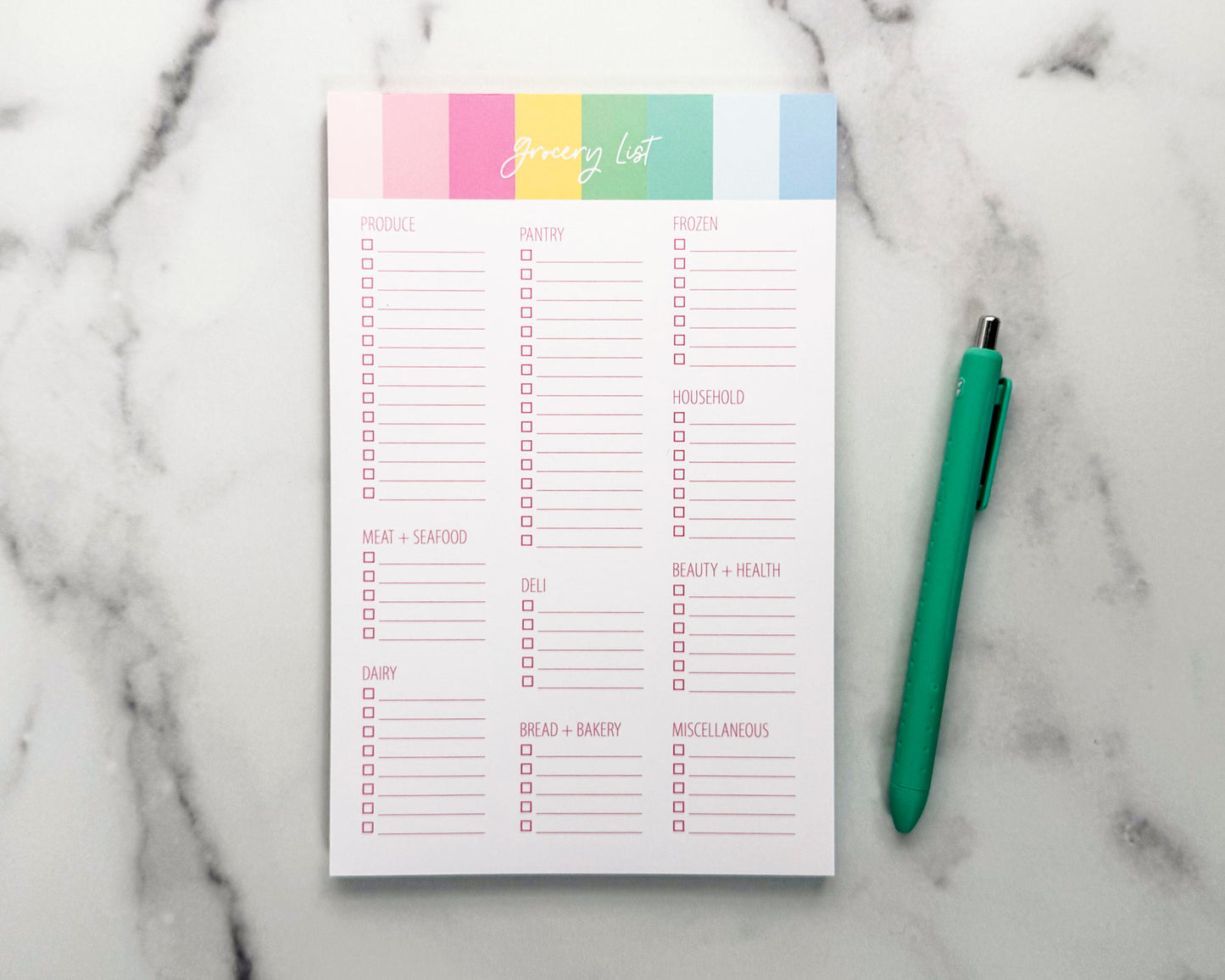 Block Color Grocery Store Notepads