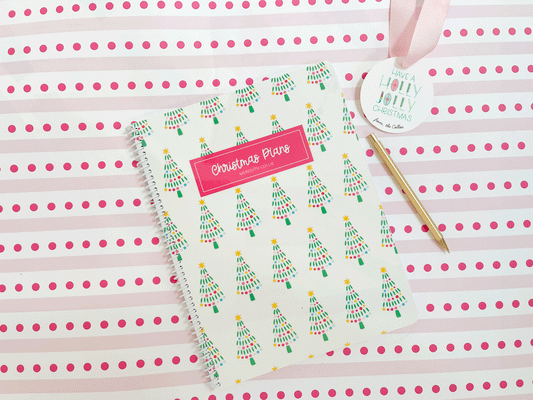 Christmas plans, preppy Christmas holiday planner, modern Christmas tree pattern, personalized planner